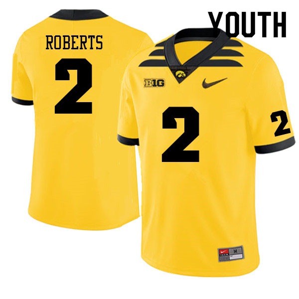Youth #2 Terry Roberts Iowa Hawkeyes College Football Jerseys Sale-Gold
